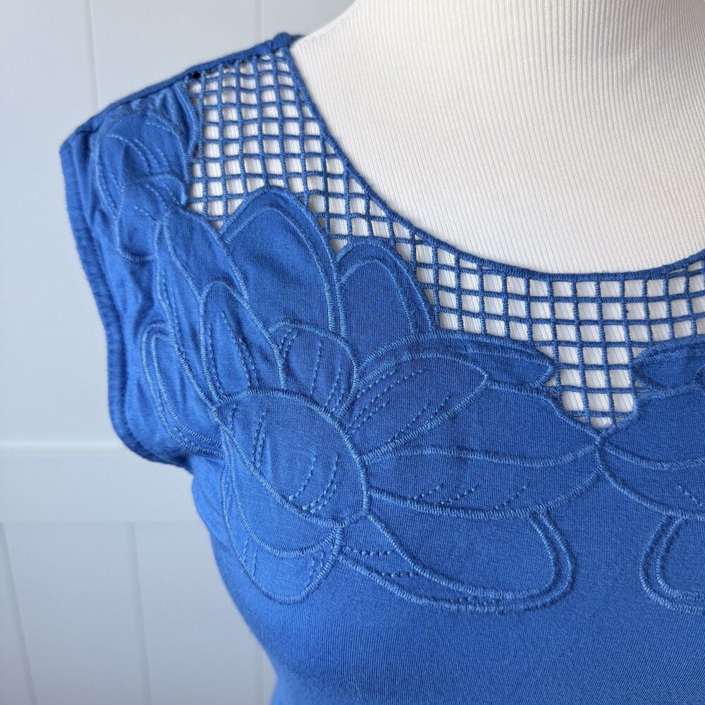 Embroidered Applique Midi Dress Spense Sz S Boho Whimsigoth Lagenlook 80s Style - Picture 16 of 16